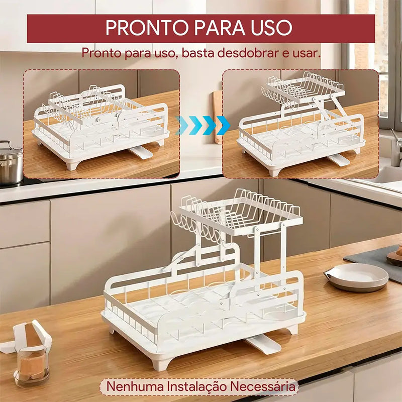 [LEVE 2, PAGUE 1] Escorredor de Aço Inox Multifuncional + BRINDE: Kit de Utensílios de Cozinha